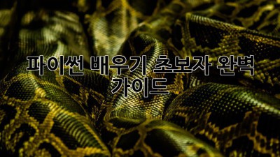 파이썬 배우기: 초보자 완벽 가이드